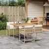 Image de vidaXL Ensemble à manger de jardin avec coussins 5pcs Beige poly rotin 3211444