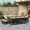 Image de vidaXL Ensemble à manger de jardin 13 pcs coussins noir résine tressée 3211527