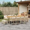 Image de vidaXL Ensemble à Manger de Jardin avec Coussins 13 pcs, Table et Chaises à Dossier Rabattable, Meubles d'Extérieur Patio Terrasse, Moderne, Beige Résine Tressée