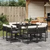 Image de vidaXL Ensemble à Manger de Jardin avec Coussins 9 pcs, Table et Chaises à Dossier Rabattable, Meubles d'Extérieur Patio 3211554