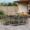 Image de vidaXL Ensemble à Manger de Jardin avec Coussins 11 pcs, Table et Chaises à Dossier Rabattable, Meubles d'Extérieur Patio 3211568