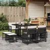 Image de vidaXL Ensemble à manger de jardin 9pcs coussins noir résine tressée 3211674