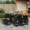 Image de vidaXL Ensemble à manger de jardin 9pcs coussins noir résine tressée 3211675