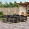 Image de vidaXL Ensemble à manger de jardin 15 pcs coussins gris résine tressée 3211712