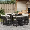 Image de vidaXL Ensemble à manger de jardin 9pcs coussins noir résine tressée 3211734