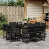 Image de vidaXL Ensemble à manger de jardin 9pcs coussins noir résine tressée 3211735