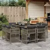 Image de vidaXL Ensemble à Manger de Jardin avec Coussins 9 pcs, Table et Chaises à Dossier Rabattable, Meubles d'Extérieur Patio 3211736