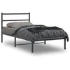 Image de vidaXL Cadre de Lit Métal avec Tête de Lit, Lit Simple avec Sommier à Lattes, Lit Adulte avec Pied, Meuble de Chambre, Moderne, Noir 107x203 cm
