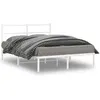 Image de Cadre de lit métal sans matelas et tête de lit blanc 140x190 cm