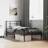 Image de vidaXL Cadre de Lit Métal avec Tête de Lit, Lit Simple avec Sommier à Lattes, Lit Adulte avec Pied, Meuble de Chambre, Moderne, Noir 90x200 cm