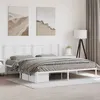 Image de vidaXL Cadre de Lit Métal avec Tête de Lit, Lit Double avec Sommier à Lattes, Lit Adulte avec Pied, Meuble de Chambre, Moderne, Blanc 200x200 cm