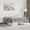 Image de vidaXL Cadre de Lit Métal avec Tête de Lit Pied de Lit, Lit Double avec Sommier à Lattes, Lit Adulte avec Pied Chambre, 355628