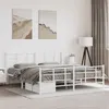 Image de vidaXL Bedframe met hoofd- en voeteneinde metaal wit 183x213 cm355633