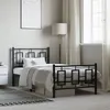 Image de vidaXL Cadre de Lit Métal avec Tête de Lit Pied de Lit, Lit Simple avec Sommier à Lattes, Lit Adulte avec Pied Chambre, 374252