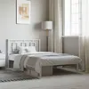 Image de vidaXL Bedframe met hoofdbord metaal wit 107x203 cm374286