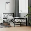 Image de vidaXL Bedframe met hoofd- en voeteneinde metaal zwart 100x200 cm376239