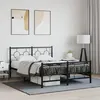 Image de vidaXL Cadre de Lit Métal avec Tête de Lit Pied de Lit, Lit Double avec Sommier à Lattes, Lit Adulte avec Pied Chambre, 376245