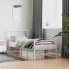 Image de vidaXL Cadre de Lit Métal avec Tête de Lit Pied de Lit, Lit Simple avec Sommier à Lattes, Lit Adulte avec Pied Chambre, 376284