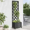 Image de vidaXL Jardinière avec Treillis, Lit Surélevé, Bac à Fleurs, Pot de Plantes, Boîte à Fleurs Jardin Patio Terrasse, Noir Bois 365478