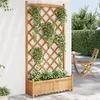 Image de vidaXL Jardinière avec Treillis, Bac à Fleurs de Patio, Boîte de Plantation d'Extérieur pour Légumes Herbes, Marron Bois 365491