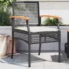 Image de vidaXL Lot de 2 Chaises de Jardin Coussins, Sièges de Patio, Meubles de Terrasse Arrière-cour Extérieur, Noir Résine Tressée 366247