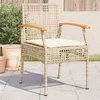 Image de vidaXL Lot de 4 Chaises de Jardin Coussins, Sièges de Patio, Meubles de Terrasse Arrière-cour Extérieur, Beige Résine 366253