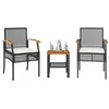 Image de vidaXL Ensemble de Bistro 3 pcs et Coussins, Chaises et Table de Patio, Meubles de Terrasse Arrière-cour Extérieur, Noir 366259