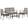 Image de vidaXL Salon de Jardin avec Coussins 4 pcs, Canapés de Patio, Ensemble de Meubles, Mobilier de Terrasse Extérieur, Noir 366266