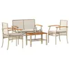 Image de vidaXL Salon de Jardin avec Coussins 4 pcs, Canapés de Patio, Ensemble de Meubles, Mobilier de Terrasse Extérieur, Beige 366268