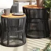 Image de vidaXL Tables d'Appoint de Jardin Dessus en Bois 2 pcs, Tables Basses, Meubles de Terrasse Patio Extérieur, Moderne, Noir 366291