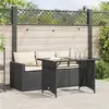 Image de vidaXL Ensemble à manger de jardin coussins 2pcs noir résine tressée, ensemble de salle à manger d'extérieur, meuble de 366328