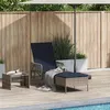 Image de Lot de 1 chaise longue GENERIQUE en rotin H. 92 cm gris L. 157 cm pliable