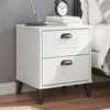 Image de vidaXL Table de Chevet, Armoire de Nuit avec Tiroirs, Table de Téléphone, Meuble de Rangement Chambre, Industriel, Blanc 374908