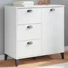 Image de vidaXL Buffet, Armoire Latérale avec Tiroirs et Porte, Meuble de Rangement Chambre à Coucher Salon, Industriel, Blanc Bois 374938