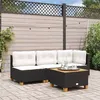 Image de Table de jardin noir 55x55x36 cm résine tressée et bois acacia