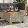 Image de vidaXL Table de jardin gris 55x55x36 cm résine tressée et bois acacia 365909