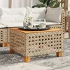 Image de Table de jardin beige 55x55x36 cm résine tressée et bois acacia