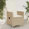 Image de vidaXL Chaise inclinable de jardin avec coussins beige résine tressée, fauteuil de jardin inclinable, fauteuil inclinable de 365641