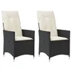 Image de vidaXL Chaises inclinables de jardin lot de 2 et coussins noir rotin, fauteuil de jardin inclinable, fauteuil inclinable de 365645