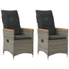 Image de vidaXL Chaises inclinables de jardin lot de 2 et coussins gris rotin, fauteuil de jardin inclinable, fauteuil inclinable de 365651