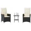 Image de Salon de jardin Vidaxl resine tressee noir 3 pieces 45.0 x 50 x 50
