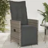 Image de vidaXL Chaise inclinable de jardin avec coussins gris résine tressée, fauteuil de jardin inclinable, fauteuil inclinable de 365661