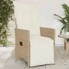 Image de vidaXL Chaise inclinable de jardin avec coussins beige résine tressée, fauteuil de jardin inclinable, fauteuil inclinable de 365662