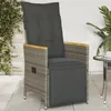 Image de vidaXL Chaise inclinable de jardin avec coussins gris résine tressée, fauteuil de jardin inclinable, fauteuil inclinable de 365665