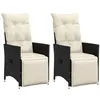 Image de vidaXL Chaises inclinables de jardin lot de 2 et coussins noir rotin, fauteuil de jardin inclinable, fauteuil inclinable de 365666