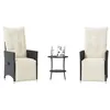 Image de Salon de jardin Vidaxl noir resine tressee 3 pieces 45.0 x 50 cm