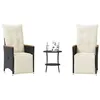 Image de Salon de jardin vidaxl resine tressee noir 2 personnes 45 x 50 cm 3 pieces
