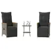 Image de Salon de jardin Vidaxl gris 3 pieces resine tressee 45.0 x 50 cm