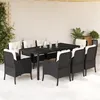 Image de vidaXL Ensemble à Manger de Jardin avec Coussins 9 pcs, Table et Chaises de Patio, Meubles d'Extérieur Terrasse, Moderne, 3211847