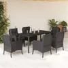 Image de Salon de jardin vidaxl rotin noir 7 pieces 160 x 80 x 74 cm 2 personnes